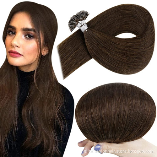virgin russian pre bonded U tip hair extensions double drawn remy cuticle Hot fusion Hair extension sillky straight Nail Hair